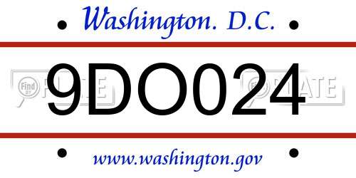 9DO024 District Of Columbia License Plate