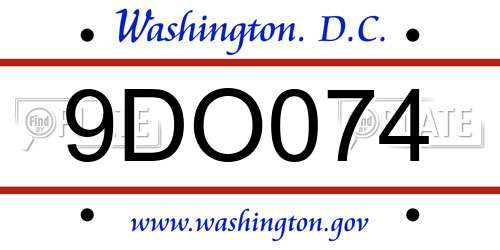 9DO074 District Of Columbia License Plate