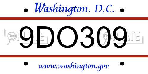 9DO309 District Of Columbia License Plate