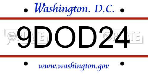 9DOD24 District Of Columbia License Plate