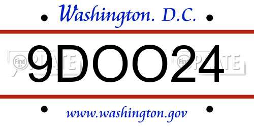 9DOO24 District Of Columbia License Plate