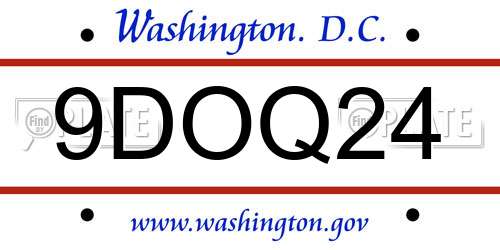 9DOQ24 District Of Columbia License Plate