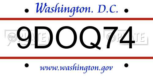 9DOQ74 District Of Columbia License Plate