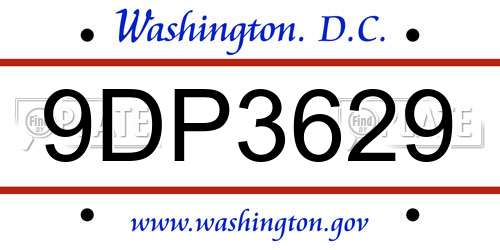 9DP3629 District Of Columbia License Plate