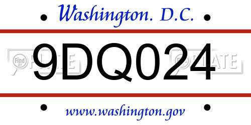 9DQ024 District Of Columbia License Plate