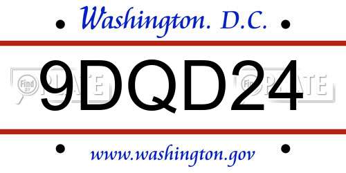 9DQD24 District Of Columbia License Plate