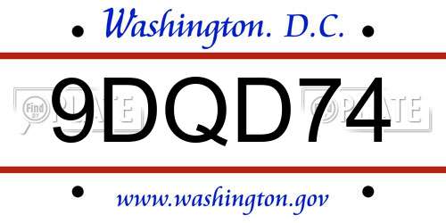 9DQD74 District Of Columbia License Plate