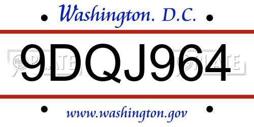 9DQJ964 District Of Columbia License Plate