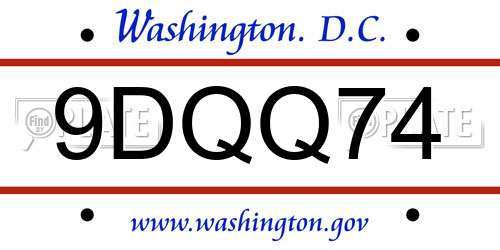 9DQQ74 District Of Columbia License Plate