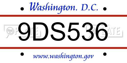 9DS536 District Of Columbia License Plate
