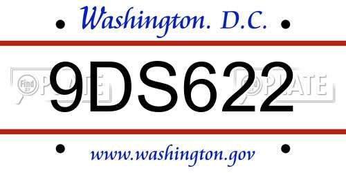 9DS622 District Of Columbia License Plate