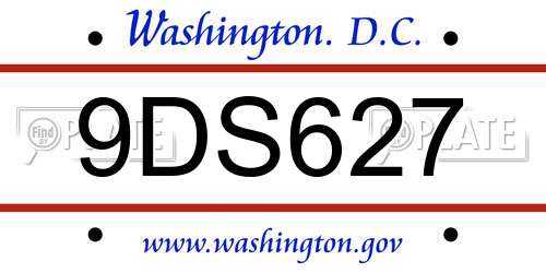9DS627 District Of Columbia License Plate