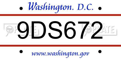 9DS672 District Of Columbia License Plate