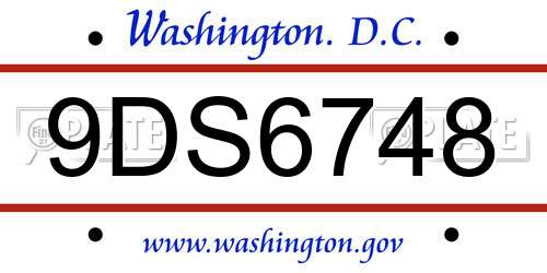 9DS6748 District Of Columbia License Plate