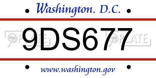 9DS677 District Of Columbia License Plate