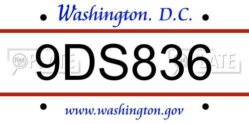 9DS836 District Of Columbia License Plate