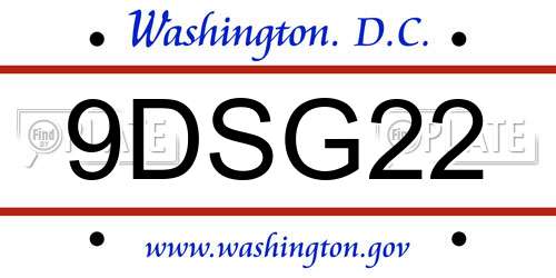 9DSG22 District Of Columbia License Plate