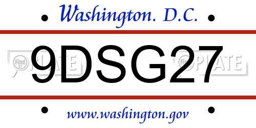9DSG27 District Of Columbia License Plate