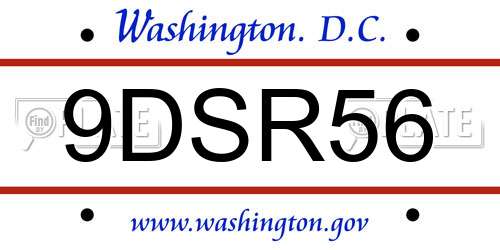 9DSR56 District Of Columbia License Plate