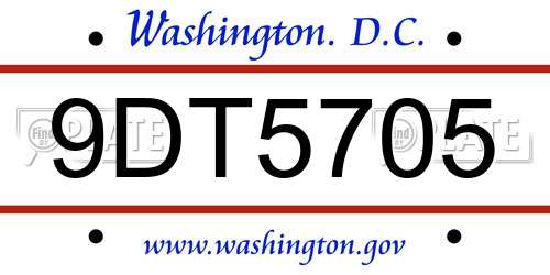 9DT5705 District Of Columbia License Plate