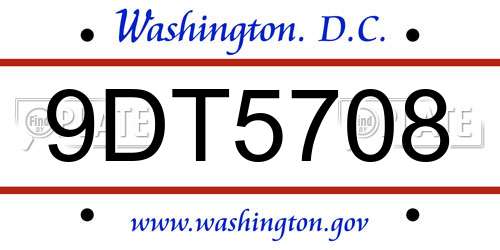 9DT5708 District Of Columbia License Plate