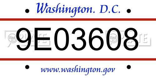 9E03608 District Of Columbia License Plate