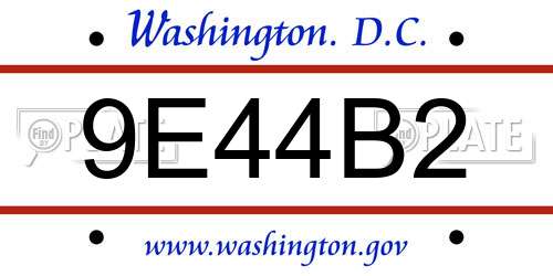 9E44B2 District Of Columbia License Plate