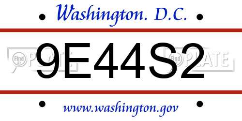 9E44S2 District Of Columbia License Plate
