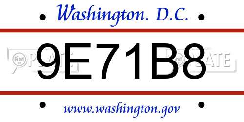 9E71B8 District Of Columbia License Plate