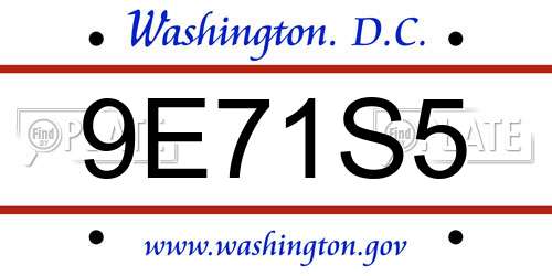 9E71S5 District Of Columbia License Plate