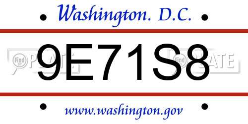 9E71S8 District Of Columbia License Plate
