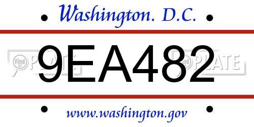 9EA482 District Of Columbia License Plate