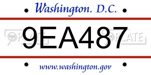 9EA487 District Of Columbia License Plate