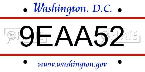 9EAA52 District Of Columbia License Plate