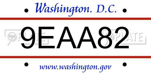 9EAA82 District Of Columbia License Plate