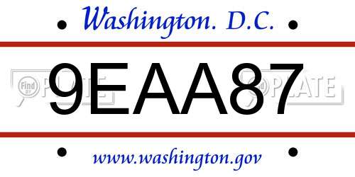 9EAA87 District Of Columbia License Plate