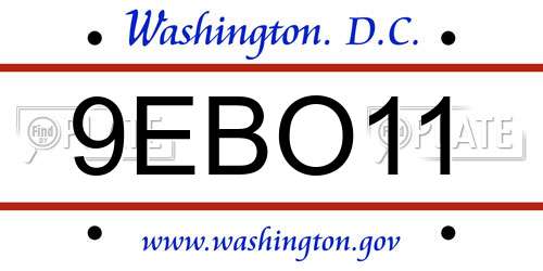 9EBO11 District Of Columbia License Plate