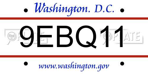 9EBQ11 District Of Columbia License Plate