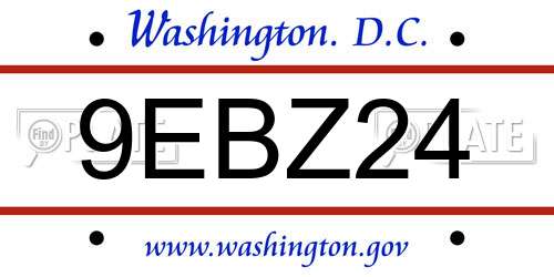 9EBZ24 District Of Columbia License Plate