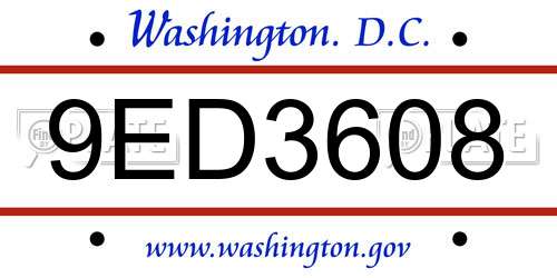 9ED3608 District Of Columbia License Plate