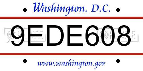 9EDE608 District Of Columbia License Plate