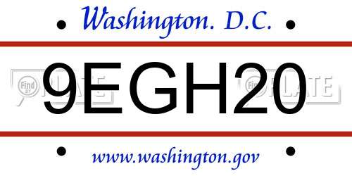 9EGH20 District Of Columbia License Plate