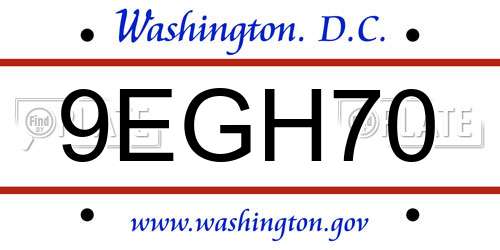9EGH70 District Of Columbia License Plate