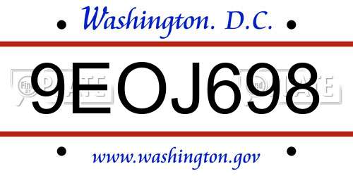 9EOJ698 District Of Columbia License Plate