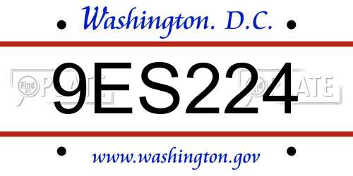 9ES224 District Of Columbia License Plate