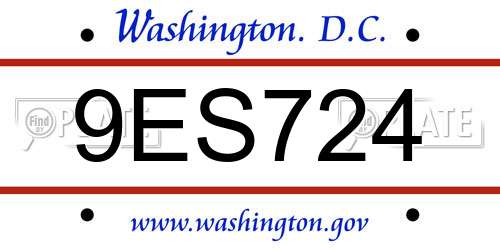 9ES724 District Of Columbia License Plate