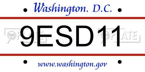 9ESD11 District Of Columbia License Plate