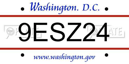 9ESZ24 District Of Columbia License Plate