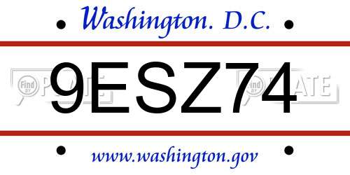 9ESZ74 District Of Columbia License Plate
