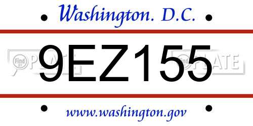 9EZ155 District Of Columbia License Plate